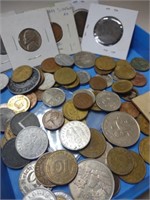 Group of assorted coins mostly foreign