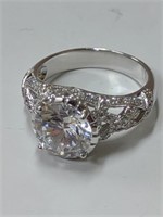 Sterling Silver ring stamped 925 CZ China size 9