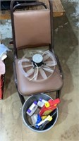 2 chairs, vent fan, bucket of lawn & bug sprays
