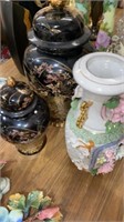 Capodimonte vase and two urn style vases NO