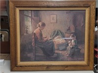 "New Baby" by Evert Pieters Vtg Framed Print