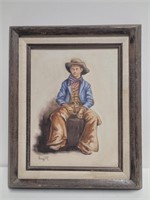 Cowboy Painting Signed Gassert