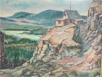 Signed Painting Of House On a Mountainside