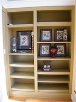 Bookcase Contents:  FLOWER PRINTS, BRASS CANDLE