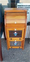 Cabinet W/ Roll Top & Stained Glass Doors