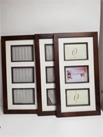 (3) 3 Picture Picture Frames Wood 5×7" Pictures