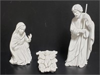 VTG 3-piece Homco Bisque Porcelain Nativity Set