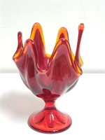 Viking Epic Six Persimmon Glass Petal Footed Vase