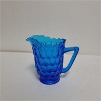 Fenton Colonial Blue Thumbprint Footed Creamer