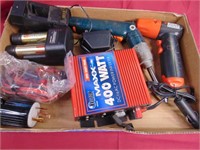 lot of small tools and power inverter
