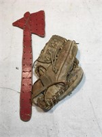 Vintage Wooden Tomahawk + Baseball Glove