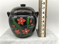 Antique Stoneware Crock w/ Painted Flowers