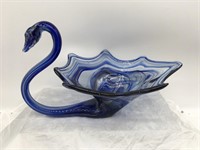 Large Cobalt Blue Blown Glass Swan