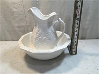 Large White McCoy Bowl And Pitcher Set
