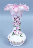 Fenton Hand Painted Cased Glass Vase