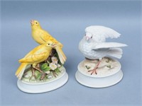 2 Vintage Gorham Porcelain Bird Music Boxes