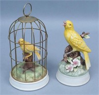 2 Vintage Porcelain Bird Music Boxes