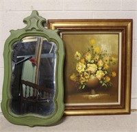 Vintage Wall Mirror & Floral A/C