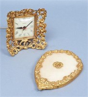Hollywood Regency Style Gilt Metal Clock