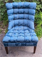 Tufted Teal Jacquard Upholstered Chair