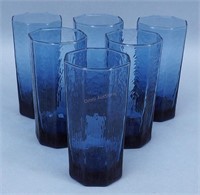 6 Blue Glass Tumblers