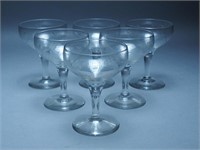 6 Vintage Etched Champagne/Sherbet Glasses