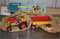 Czech Farmer tin Tractor & Wagon in wagon in box