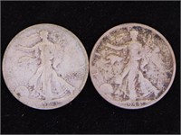 2 Walking Liberty silver half dollars: 1943 -