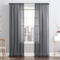 Linen Textured Sheer Rod Pocket Curtain Panel A2