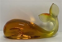 Vintage hand blown Amber glass Whale