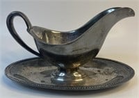 Unmarked Attached Gravy Boat - Silver-Plate?