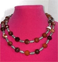 Double Strand Necklace & Earrings - Handmade