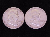 4 Franklin silver half dollars: 1952-D - 1954