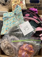 Lot of make up bags, purses and hair accessories