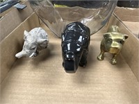 Elephants and bulldog and jar lot