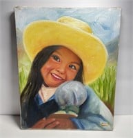Oil on Canvas Peruvian Child - 8x10