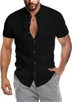 SIZE X-LARGE COOFANDY MENS SHORT SLEEVE BUTTON