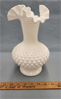 Vintage Fenton Hobnail Ruffled Vase- 11"- Marked