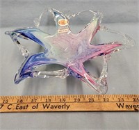 Murano Glass Starfish Bowl- With Tags- Italy- 10"