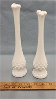 (2) Fenton Hobnail Bud Vases