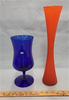 Cobalt Blue Glass Vase- Marked Italy