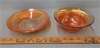 (2) Marigold Carnival Glass Bowls