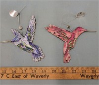(2) Heirlooms Porcelain Hummingbirds- Jeweled