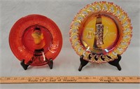 (2) Amberina Glass Plates- Clay's Crystal Works