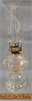 Oil Lamp w White Flash Glass Chimney-  1 ft 7 in