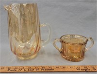 Peach Lusterware Pitcher and Handled Creamer