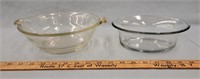 (2) Glass Bowls- One Pyrex w Chip in Handle