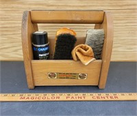 Shoeshine Caddy w Brushes and Waxes
