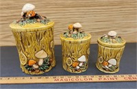 (3) Vintage Lefton Mushroom Canister Set