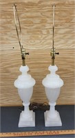 (2) Genuine Carved Alabaster Table Lamps- 2 ft 8